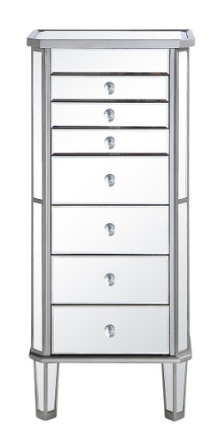 7 Drawer Jewelry Armoire 18 In. X 12 In. X 41 In. In Silver Clear (MF6-1003SC)