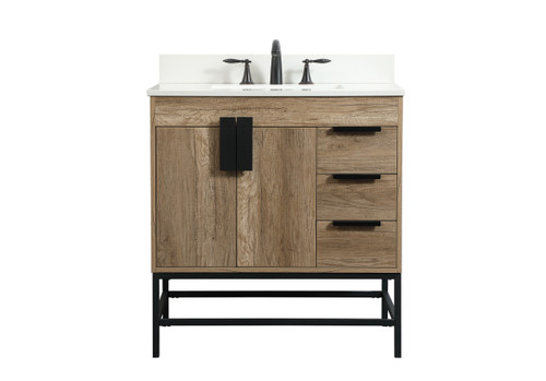 32 Inch Single Bathroom Vanity In Natural Oak With Backsplash (VF48832NT-BS)