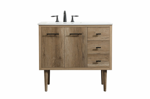36 Inch Single Bathroom Vanity In Natural Oak (VF48036NT)