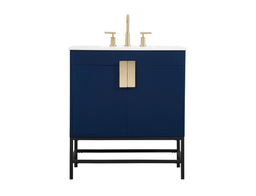 30 Inch Single Bathroom Vanity In Blue (VF48830MBL)