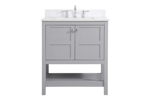 30 Inch Single Bathroom Vanity In Gray With Backsplash (VF16430GR-BS)
