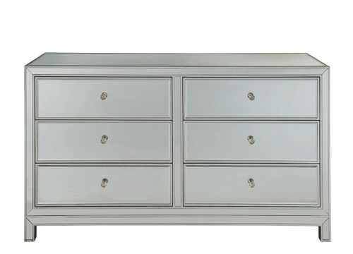 Dresser 6 Drawers 60In. W X 18In. D X 32In. H In Antique Silver Paint (MF72036)