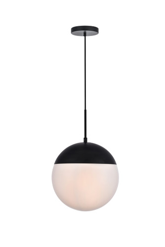 Eclipse 1 Light Black Pendant With Frosted White Glass (LD6038BK)