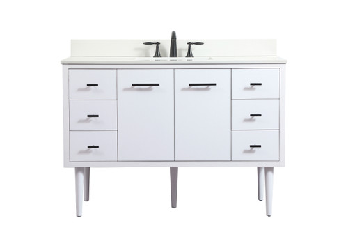 48 Inch Single Bathroom Vanity In White With Backsplash (VF48048MWH-BS)