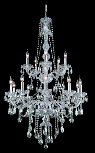 Verona 15 Light Chrome Chandelier Golden Teak (Smoky) Royal Cut Crystal (7915G33C-GT/RC)