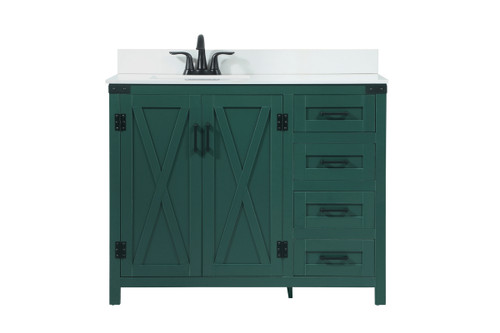 42 Inch Single Bathroom Vanity In Green With Backsplash (VF90242MGN-BS)