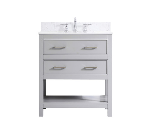 30 Inch Single Bathroom Vanity In Grey With Backsplash (VF19030GR-BS)