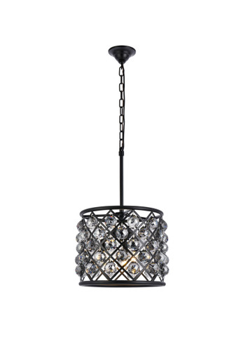 Madison 4 Light Matte Black Pendant Silver Shade (Grey) Royal Cut Crystal (1206D14MB-SS/RC)