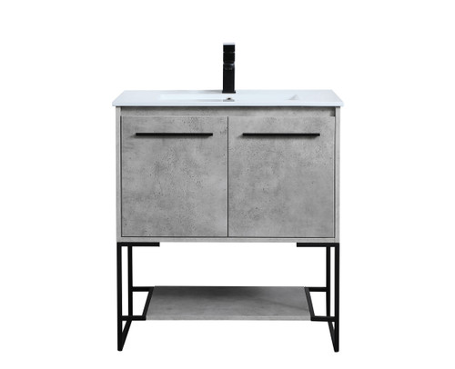Elegant Furniture and Lighting 30 Inch Single Bathroom Vanity In Concrete Grey (VF42030CG)