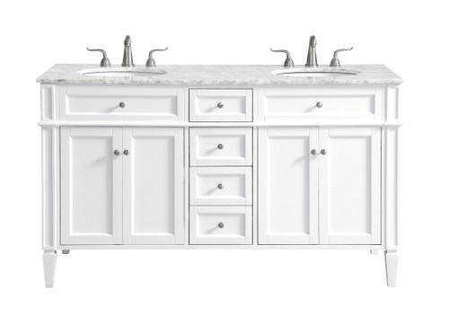 60 In. Double Bathroom Vanity Set In White (VF12560DWH)