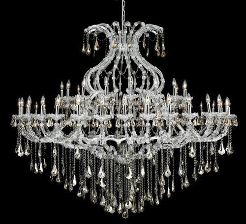 Maria Theresa 49 Light Chrome Chandelier Golden Teak (Smoky) Royal Cut Crystal (2801G72C-GT/RC)