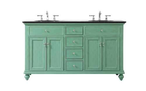 60 Inch Double Bathroom Vanity In Vintage Mint (VF12360DVM)