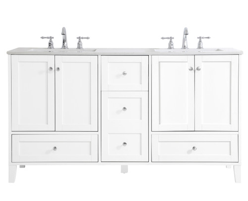 60 Inch Double Bathroom Vanity In White (VF18060DWH)