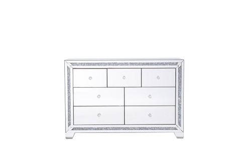 47 In.Silver Crystal Mirrored 7 Drawer Cabinet (MF92047)