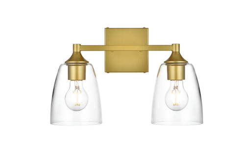 Gianni 2 Light Brass And Clear Bath Sconce (LD7307W15BRA)