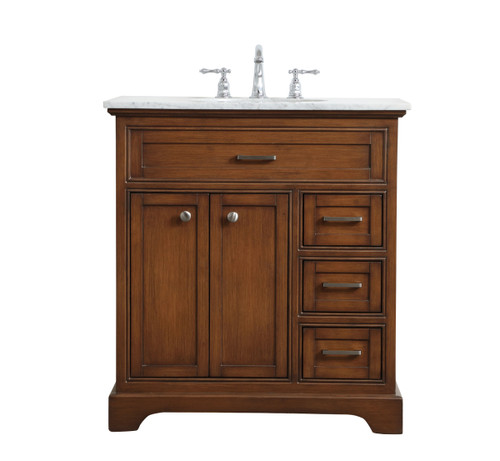 32 Inch Single Bathroom Vanity In Teak (VF15032TK)