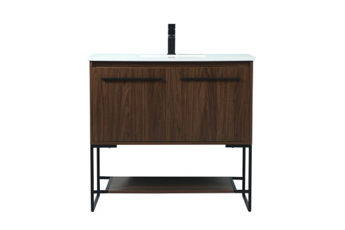 36 Inch Single Bathroom Vanity In Walnut (VF42536MWT)