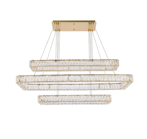 Monroe 50 Inch LED Triple Rectangle Pendant In Gold (3504G50L3G)