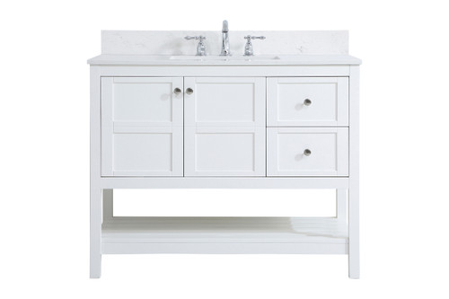 42 Inch Single Bathroom Vanity In White With Backsplash (VF16442WH-BS)