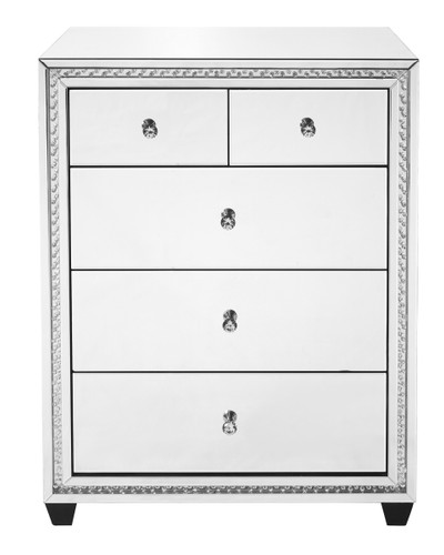 31.5 Inch Crystal Five Drawers Cabinet In Clear Mirror Finish (MF91013)