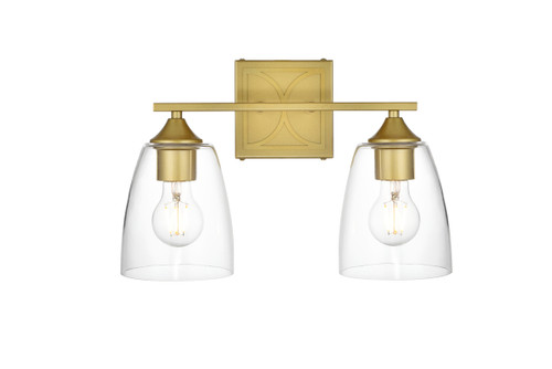 Harris 2 Light Brass And Clear Bath Sconce (LD7309W15BRA)