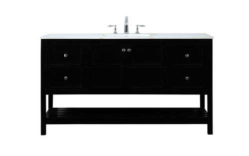 60 Inch Single Bathroom Vanity In Black (VF16460BK)