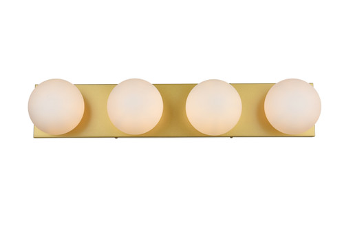 Jaylin 4 Light Brass And Frosted White Bath Sconce (LD7303W31BRA)