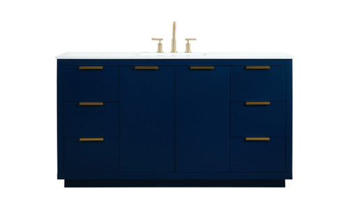 60 Inch Single Bathroom Vanity In Blue (VF19460BL)