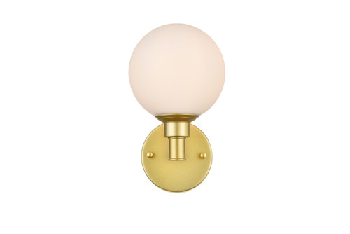 Cordelia 1 Light Brass And Frosted White Bath Sconce (LD7317W6BRA)