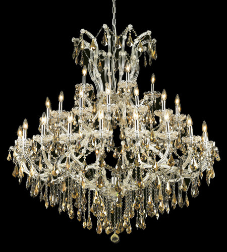 Maria Theresa 41 Light Chrome Chandelier Golden Teak (Smoky) Royal Cut Crystal (2801G52C-GT/RC)