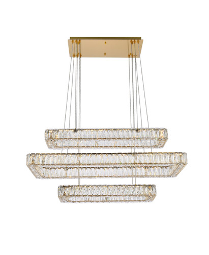 Monroe 42 Inch LED Triple Rectangle Pendant In Gold (3504G42L3G)