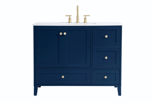 42 Inch Single Bathroom Vanity In Blue (VF18042BL)