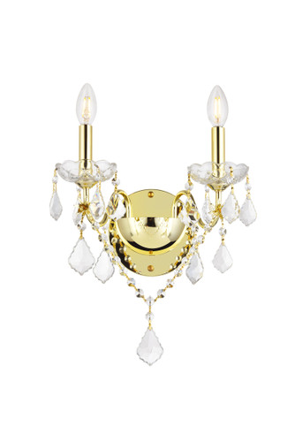 St. Francis 2 Light Gold Wall Sconce Clear Royal Cut Crystal (V2015W2G/RC)