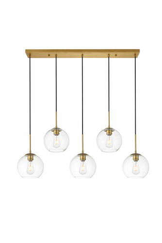 Baxter 5 Lights Brass Pendant With Clear Glass (LD2228BR)