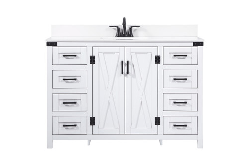 48 Inch Single Bathroom Vanity In White With Backsplash (VF90248WH-BS)