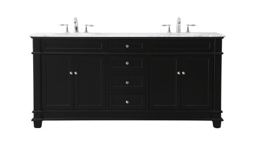 72 Inch Double Bathroom Vanity Set In Black (VF50072DBK)
