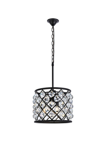 Madison 4 Light Matte Black Pendant Clear Royal Cut Crystal (1206D14MB/RC)