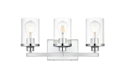 Elegant Furniture and Lighting Saanvi 3 Light Chrome And Clear Bath Sconce (LD7316W18CH)