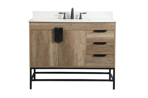 42 Inch Single Bathroom Vanity In Natural Oak With Backsplash (VF48842NT-BS)