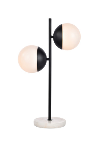 Eclipse 2 Lights Black Table Lamp With Frosted White Glass (LD6152BK)