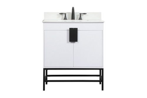 30 Inch Single Bathroom Vanity In White With Backsplash (VF48830MWH-BS)