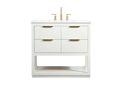 36 Inch Single Bathroom Vanity In White (VF19236WH)