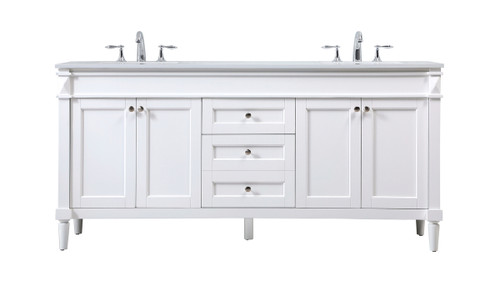 Elegant Furniture and Lighting 72 Inch Double Bathroom Vanity In White (VF31872DWH)