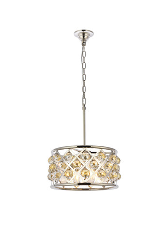 Madison 4 Light Polished Nickel Pendant Golden Teak (Smoky) Royal Cut Crystal (1214D16PN-GT/RC)