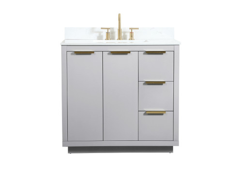 36 Inch Single Bathroom Vanity In Grey With Backsplash (VF19436GR-BS)