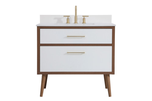 36 Inch Bathroom Vanity In White With Backsplash (VF41036WH-BS)
