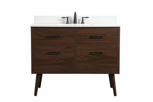 42 inch Single bathroom vanity in walnut with backsplash (VF41042MWT-BS)