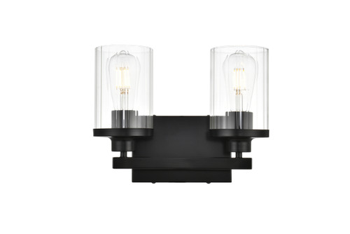 Saanvi 2 Light Black And Clear Bath Sconce (LD7316W12BLK)