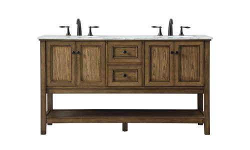 60 Inch Double Bathroom Vanity In Driftwood (VF27060DDW)