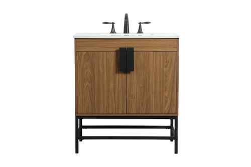 Elegant Furniture and Lighting 30 Inch Single Bathroom Vanity In Walnut Brown (VF48830WB)
